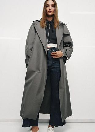 Тренч оверсайз zw collection с ремнем zara