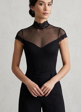 Топ боді zean new collection із сіткою plumetis, xs 🇺🇦
