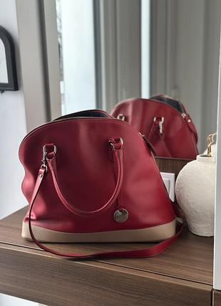 Шкіряна червона італійська сумка gianni notaro massimo dutti arket cos
