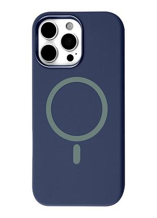 Силиконовый чехол fibra omnimag для iphone 15, с magsafe, темно-синий