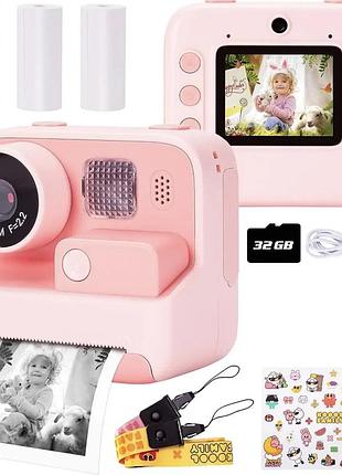 Фотокамера моментального друку дитяча instant print camera, 1080p video for kids