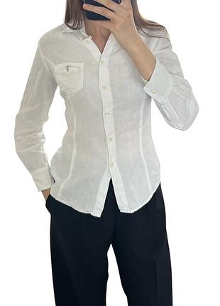 Класична біла лляна сорочка trussardi jeans