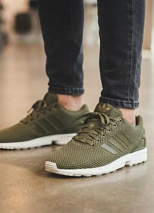 Оригинальные кроссовки adidas zx flux olive / хаки / оливковые (размер 40.5-41, стелька 26 см) артикул ba9120