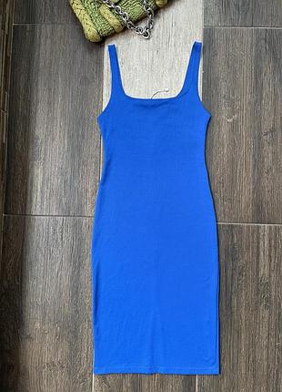 Сукня міді zara,королівського синього кольору,розмір s.нова.