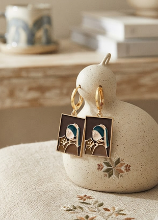 Серьги искусства котик