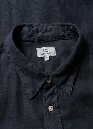 Woolrich garment-dyed pure linen shirt blue button up [smh017256]