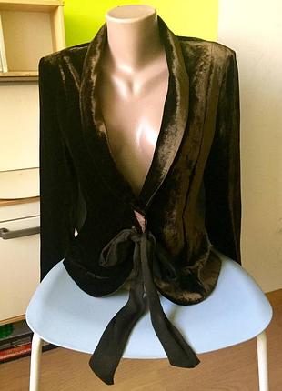 Элитный винтажный бархатный жакет zara woman/ испания/ 18% натуральный шелк+вискоза/ размер s-m