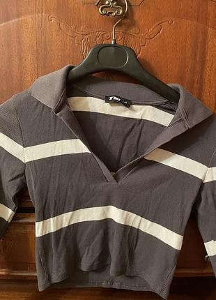Укорочений лонгслів asos design у рубчик