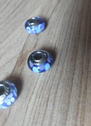 Шармы бусины "murano" серебро, муранское стекло.