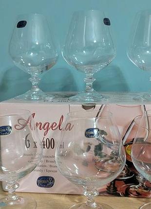 Бокалы для бренди/коньяка bohemia crystal "angela", 6 шт × 400 мл — новые, чехия