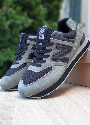 Чоловічі якісні та стильні кросівки new balance 574 хакі з чорним