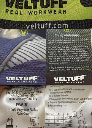 Дождевик , сигнальные влагозащитные штаны veltuff real workwear ( обхвата талии -75/98 см ) m/l . дания 4