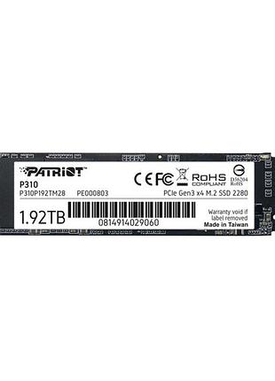 Накопичувач ssd m.2 patriot p310 1920gb nvme 2280 pcie 3.0x4 3d nand tlc