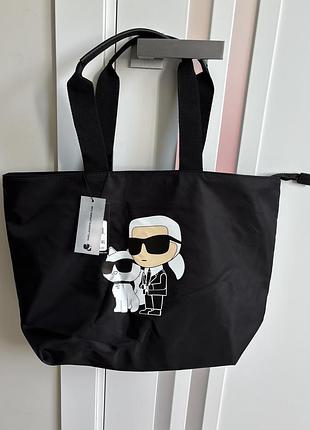 Сумка унисекс karl lagerfeld черная средняя повседневная тоут