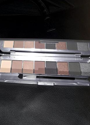 Палетка теней для век metalic lcf smokey nude, 10 г. с кисточкой и зеркалом. матовые и блестящие тени