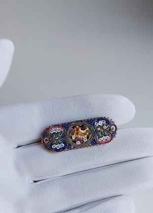 Винтажная красивая брошь микромозаика