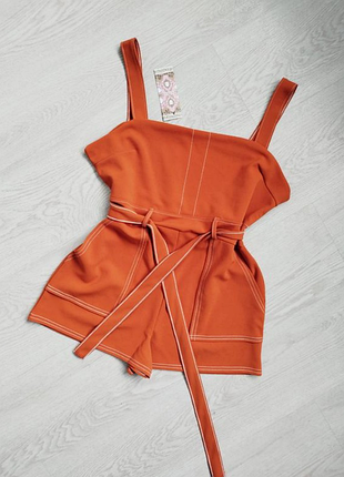 Комбинезон с поясом ромпер терракотовый🍊💃🧡