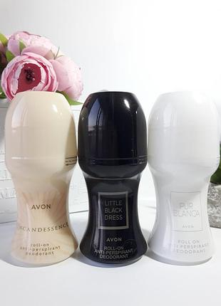 Набір жіночих дезодорантів для тіла: little black dress,  incandessance,  pur blanca, avon, ейвон