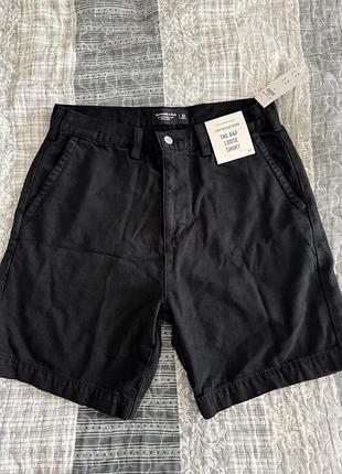 Шорти чоловічі чорні джинсові abercrombie & fitch loose short