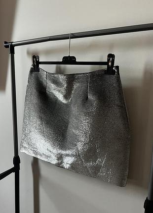 Срібляста міні спідниця river island
