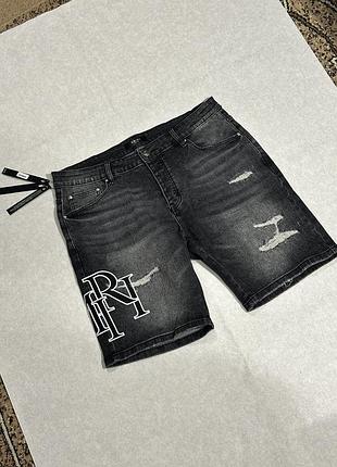 Шорти amiri mx2 denim logo distressed shorts black