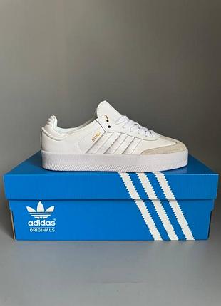 Кроссовки мужские, кроссовки женские, 1в1 люкс качество, кожа, adidas samba platform white брак 1058, sky-adi-0546-1058
