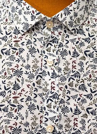 Хлопковая рубашка slim с мелким флористическим принтом ✂️jack&amp;jones premium, made in india 📍размер xl (мерки в описании)