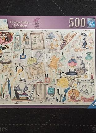 Пазл ravensburger crazy cats alphabet на 500 деталей.
иллюстрация создана художницей Линдой джейн смит (linda jane smith).