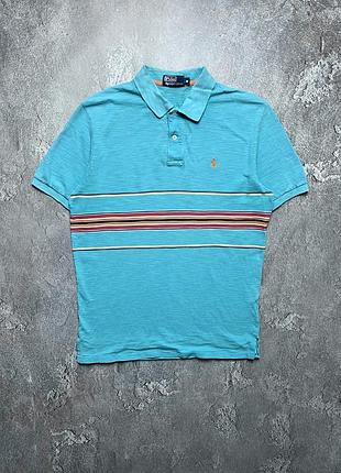 90x vintage винтажная футболка поло polo ralph lauren поло ральф лаурен big pony striped в полоску size m размер м