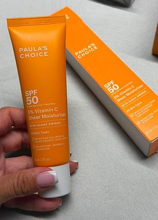 Paula's choice - 5% vitamin c sheer moisturizer spf50 - зволожувальний сонцезахисний крем з вітаміном с - 60m