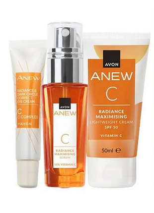 Набір для обличчя "максимальне сяйво" з вітаміном с, avon anew, ейвон крем, сироватка