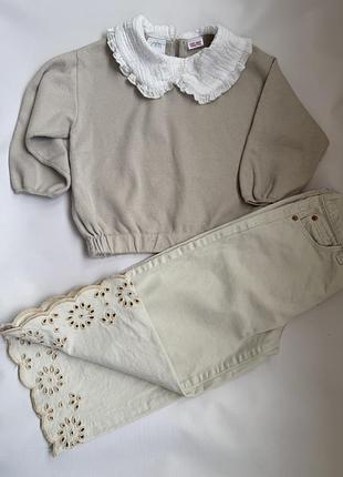 Кофта zara+джинси з вишивкою 104 розмір