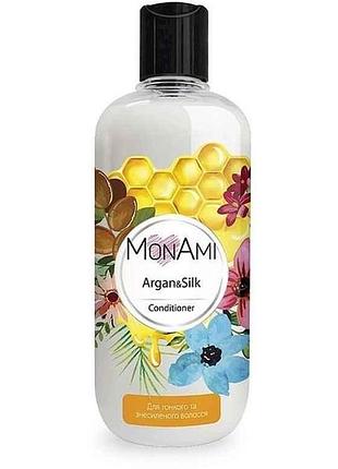 Кондиционер для ломких и тонких волос 500мл argansilk тм monami
