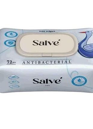 Вологі серветки 72шт антибактеріальні salve (клапан) тм salve