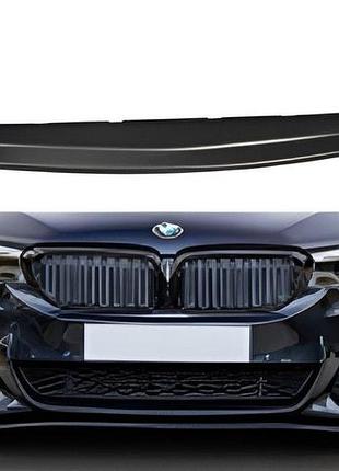 Передня lip накладка dpt v-2 (2017-2020, чорний глянець) для bmw 5 серія g30/g31 рр