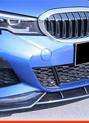 Передня lip накладка dpt v-1 (для m technic, чорний глянець) для bmw 3 серія g20/g21 2018- рр