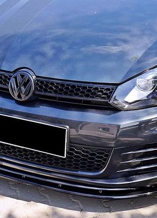 Передня lip накладка dpt v-2 (для gti, чорний глянець) для volkswagen golf 6 2008-2014 рр