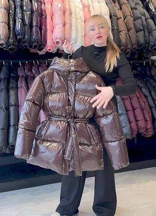 Куртка зимова нова лакована пуфер