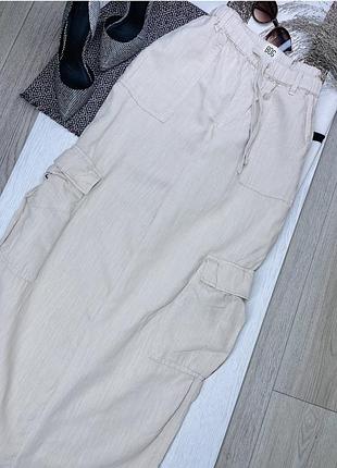 Літні брюки urban outfitters m лляні прямі брюки карго штани з льону брюки з накладними кишенями