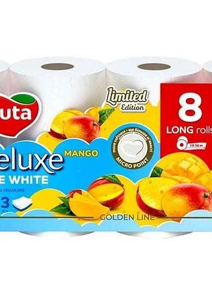 Туалетная бумага 8шт 3слоя pure white deluxe белая манго тм ruta