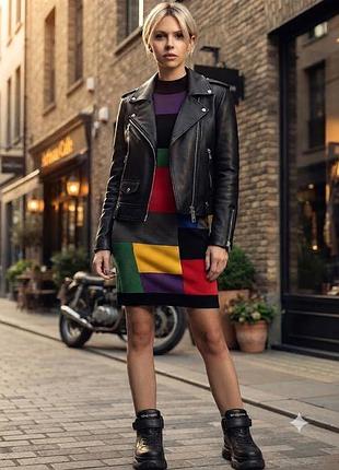 Яркое трикотажное платье колор-блок alba moda (вискоза), культовой коллекции «мондриан» от ива сен-лорана, размер 42-48