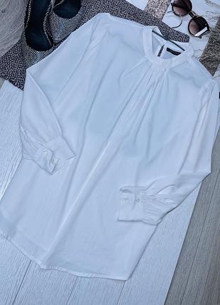Молочно біла блуза zara m класична блуза прямого крою жіноча блуза літня базова блуза
