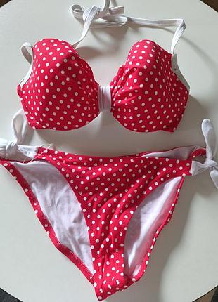 Яркий купальник, в горох, на поролоне, 65f, 60g, boux avenue