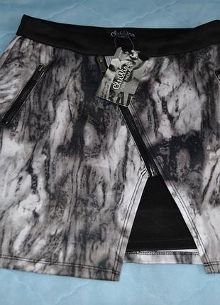 Неопренова міні-спідниця ,мармур,неопрен,польща,модний мармуровий принт