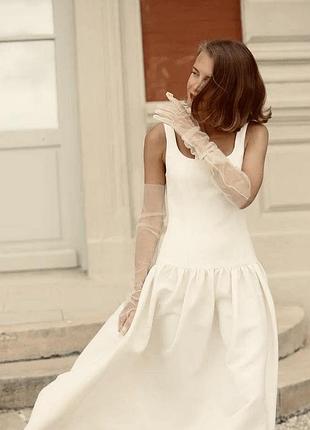 Сукня zara xs cotton вершкового відтінку