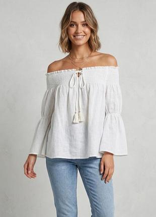 Белая блуза лён zara