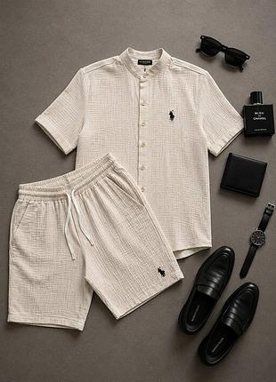 Комплект стійка сорочка + шорти  polo ralph lauren📌