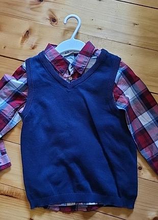 Детские комплект рубашка+жилетка h&m