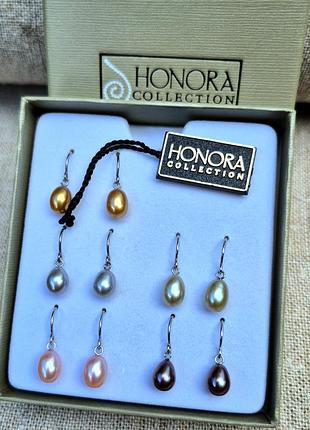 Серебряные серьги с натуральными жемчужинами honora