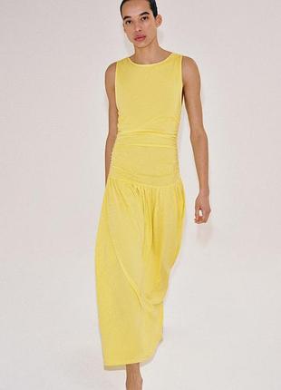 Длинное платье zara m бровное 100%